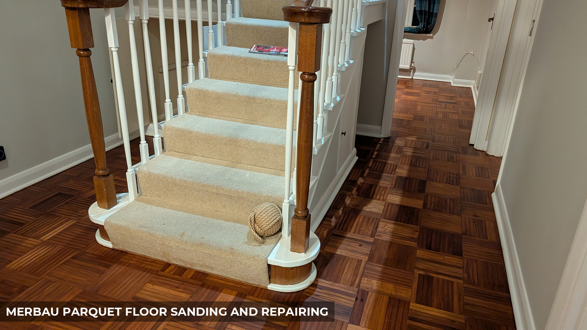 Merbau Parquet Flooring Restoration in Kingston